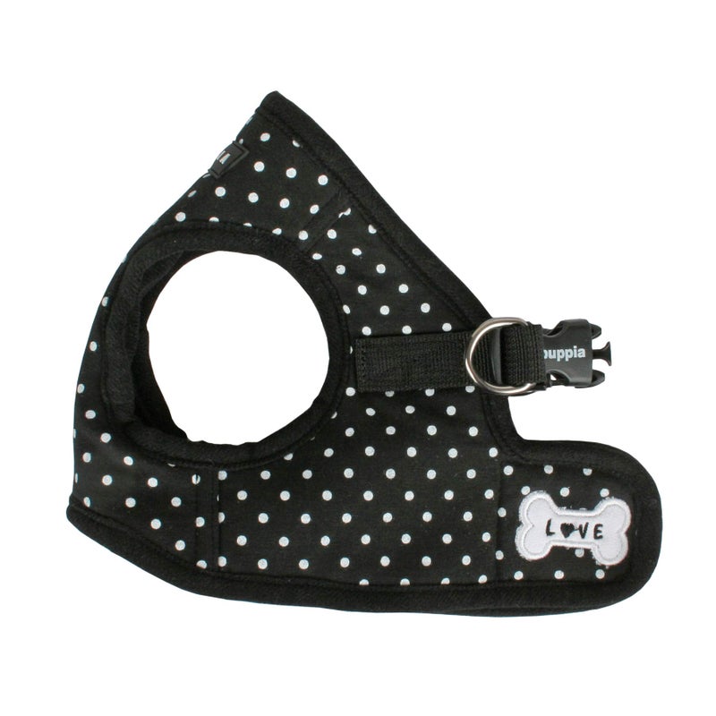 Puppia Dotty Step-in Vest Dog Harness No Pull No Choke Easy Wear Training Walking for Small Dog, Medium, Black - Image 1